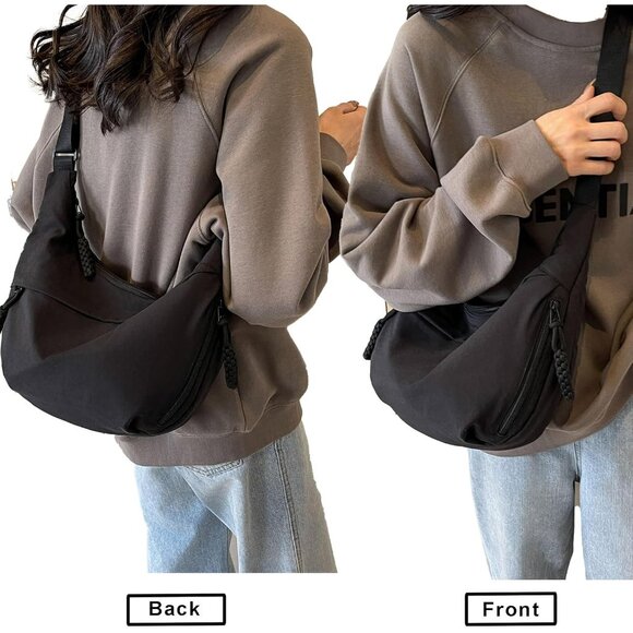 Crescent Crossbody Bags for Women Nylon Slouchy Sling Hobo Bag,Spacious Dumpling - Picture 7 of 8
